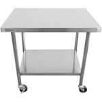 Ratastel Töölaud Reguleeritavate Jalgadega Roostevabast Terasest Alumine Riiul 800X700X850/930Mm | Adexa Wt7080Cwo