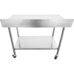 Mobiilne töölaud reguleeritavate jalgadega, roostevabast terasest alumine riiul, pritsmekaitse 1200x700xx850/930mm | Adexa WT70120C - Image 9