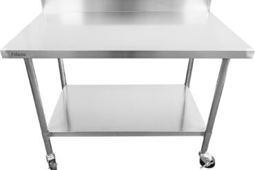 Töölaud Reguleeritavate Jalgadega Roostevabast Terasest Alumise Riiuliga Pritsmekaitse 1800X700Xx850/930Mm | Adexa Wt70180C