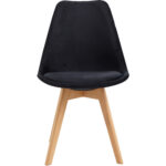 Söögitool puidust jalad & polsterdatud velvetist iste must | Adexa WW6011BV - Image 2