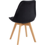 Söögitool puidust jalad & polsterdatud velvetist iste must | Adexa WW6011BV - Image 4