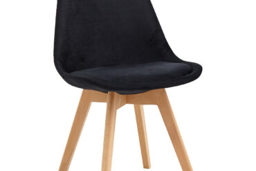 Söögitool puidust jalad & polsterdatud velvetist iste must | Adexa WW6011BV