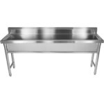 Kaubanduslik Pottide Pesu Valamu Roostevabast terasest 1 kauss Pritsmekaitse 1800x450x800mm Ümarad jalad | Adexa YDPS18038 - Image 3