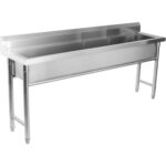 Kaubanduslik Pottide Pesu Valamu Roostevabast terasest 1 kauss Pritsmekaitse 1800x450x800mm Ümarad jalad | Adexa YDPS18038