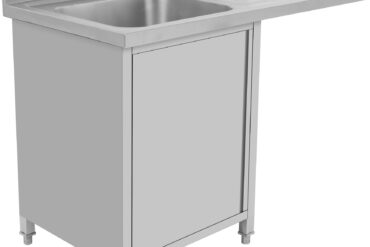 Kaubanduslik valamu kuivatuslauaga & kapp uksega 1200x600x910mm Üks kauss vasakul 400x400x250mm | Adexa DSB12602DL