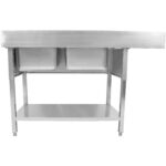 Kahe valamuga vasakul koos nõudekuivatuslaua ja pritsmekaitsega 1800x600x910mm | Adexa DSB1860L - Image 2