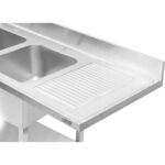 Kahe valamuga vasakul koos nõudekuivatuslaua ja pritsmekaitsega 1800x600x910mm | Adexa DSB1860L - Image 7