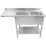 Kahe valamuga paremal nõudekuivatuse alusega ja Pritsmekaitsega 1800x600x910mm | Adexa DSB1860R