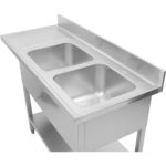 Kahe valamuga paremal nõudekuivatuse alusega ja Pritsmekaitsega 1800x600x910mm | Adexa DSB1860R - Image 2