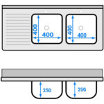 Kahe valamuga paremal nõudekuivatuse alusega ja Pritsmekaitsega 1800x600x910mm | Adexa DSB1860R - Image 7
