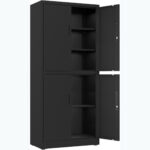 Professionaalne metallist hoiukapp 4 keeratavat ust 900x400x1800mm Lukk 3 reguleeritavat riiulit Must | Adexa SEFC2B