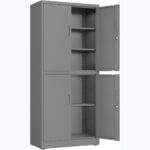 Professionaalne metallist hoiukapp 4 pöördust 900x400x1800mm Lukk 3 reguleeritavat riiulit Tumep hall | Adexa SEFC2DG