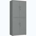 Professionaalne metallist hoiukapp 4 pöördust 900x400x1800mm Lukk 3 reguleeritavat riiulit Tumep hall | Adexa SEFC2DG - Image 3