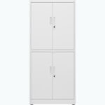 Professionaalne metallist hoiukapp 4 kiikust uksed 900x400x1800mm Lukustus 3 reguleeritavat riiulit Valge | Adexa SEFC2W - Image 2