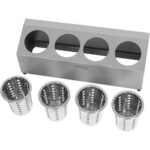 Kaubanduslik nugade-kahvlite korvihoidja 4-auku roostevaba teras | Adexa KFA04B - Image 5