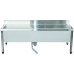 Madal potipesuvalamu Roostevaba teras 1 kauss Tagaplekk 1500x600x660mm Ruudukujulised jalad | Adexa SMSJY15060 - Image 5