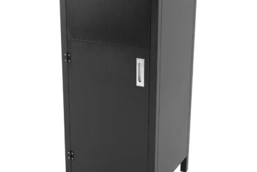 Prügikasti kapp, millel on kukkumistunnel ja kandikute riiul Must | Adexa TRC5054