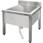 Madala Kaubanduslik Poti Pesuvalamu Roostevaba teras 1-kausiga Tagapaneel 600x600x660mm Ruudukujulised jalad | Adexa SMSJY6060