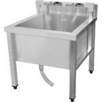 Madal valamu, mopihoidjad, roostevaba teras, 1 kauss, pritsmekaitse, 600x600x660mm, ruudukujulised jalad | Adexa SMSJYLR6060