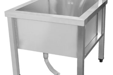 Madal valamu, mopihoidjad, roostevaba teras, 1 kauss, pritsmekaitse, 600x600x660mm, ruudukujulised jalad | Adexa SMSJYLR6060