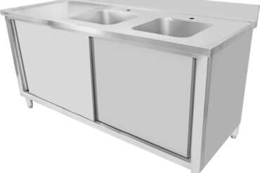 Kahe kausiga roostevabast terasest kahekordne valamu 1500x600x900mm pritsmekaitsega | Adexa DSD15602DR