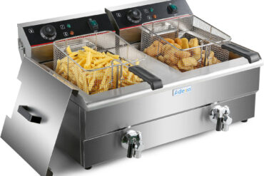 Kaubanduslik Elektrilne Fritüür Kahekordne 2x10 liitrit 6kW Lauapealne Äravoolukraan | Adexa HEF102V