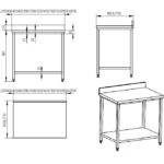 Kaubanduslik töölaua roostevaba teras Alumise riiuliga Tagaserv 450x600x900mm | Adexa DWT4560 - Image 3