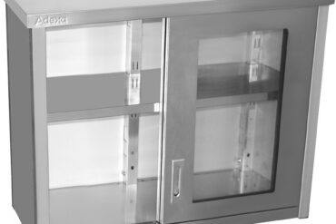 Seinakapik kapp klaasist lükandustega Roostevaba teras 1000x400x800mm | Adexa SWCGDHH100402