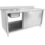 Kaubandussink liugustega Roostevaba teras 1 kauss Vasak Alumine riiul Roiskekaitse 1800x600x900mm | Adexa DSA180602DL