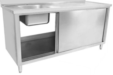 Kaubandussink liugustega Roostevaba teras 1 kauss Vasak Alumine riiul Roiskekaitse 1800x600x900mm | Adexa DSA180602DL