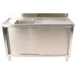 Kaubandussink liugustega Roostevaba teras 1 kauss Vasak Alumine riiul Roiskekaitse 1800x600x900mm | Adexa DSA180602DL - Image 2