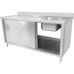 Kaubanduslik valamu liugustega Roostevaba teras 1 kauss Parem Alumine riiul Pritsmekaitse 1800x700x900mm | Adexa DSA180702DR