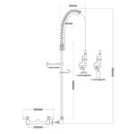 Eelloputusdush Seinale kinnitatav Kahe sisselaskeavaga Kõrgus 955mm Roostevaba teras | Adexa EQ2802A - Image 2
