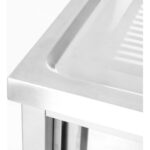 Kaubanduslik valamu Roostevaba teras 1000x700x900mm 1 kauss paremal pritsmekaitse 50mm | Adexa DSE1070R - Image 6