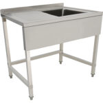 Kaubanduslik valamu Roostevaba teras 1000x700x900mm 1 kauss paremal pritsmekaitse 50mm | Adexa DSE1070R