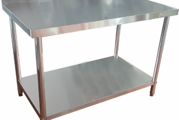 Kommertslik Töölaud Alumise riiuliga Tagasein Roostevabast terasest Ümarad jalad 900x700x900mm | Adexa QNH1152