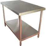 Kaubanduslik töölaud alumine riiul roostevabast terasest ümarad jalad 900x800x900mm | Adexa QNH1128 - Image 4