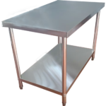 Kaubanduslik töölaud alumine riiul roostevabast terasest ümarad jalad 900x800x900mm | Adexa QNH1128 - Image 6