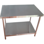 Kaubanduslik töölaud alumine riiul roostevabast terasest ümarad jalad 900x800x900mm | Adexa QNH1128 - Image 3