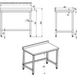 Töölaud tagaserykpihuga Roostevaba teras Ilma alumise riiulita 1600x600x900mm | Adexa SWTB60160B - Image 2
