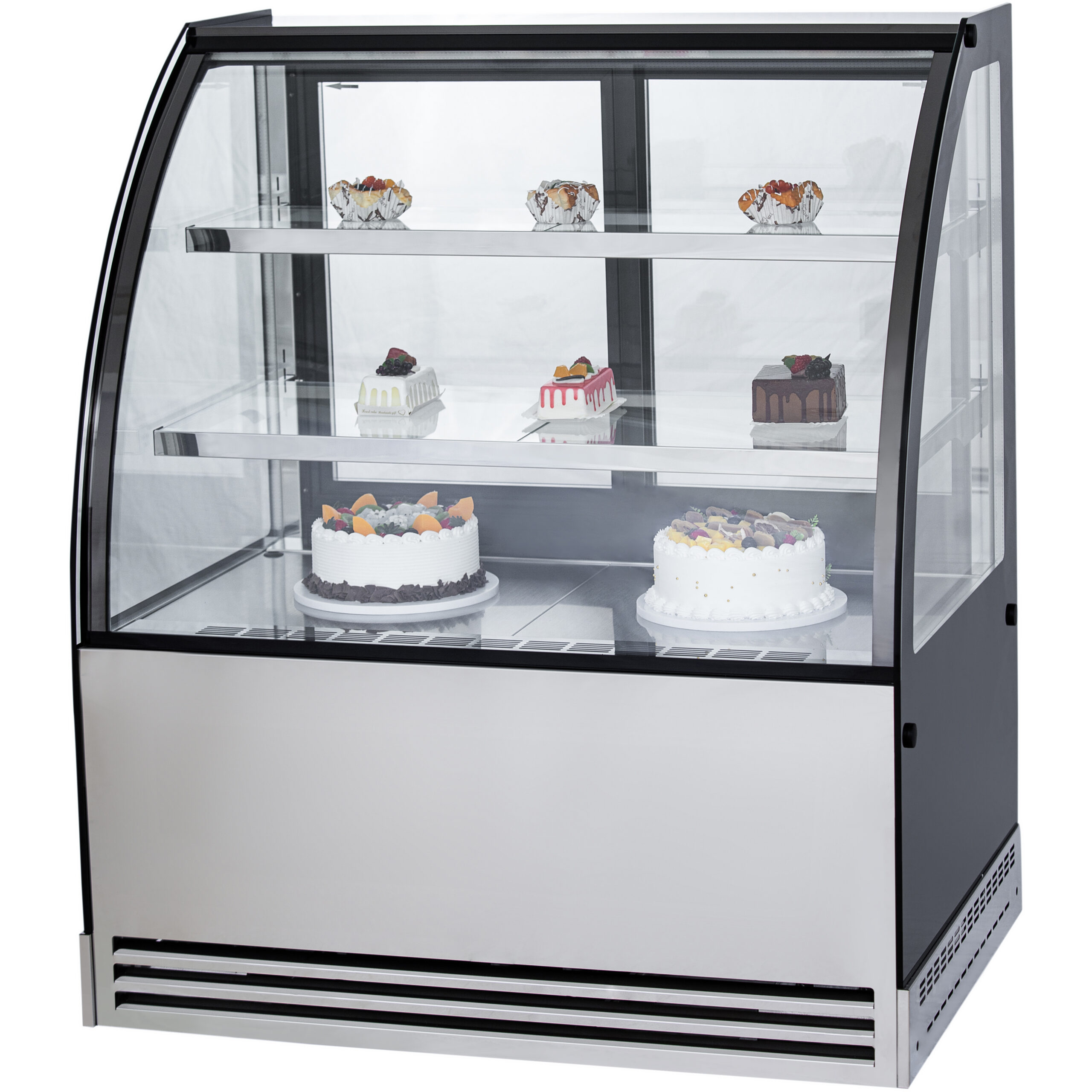 Vitriinkülmik koogilett Ümar esiosa 3 riiulit 1000x700x1300mm Roostevaba teras & Must | Adexa HL1000EM3 Vitriinkülmik kumer esiosa 2 riiulit 1000x700x1200mm roostevaba teras & Must | Adexa HL1000EM2 - Image 1