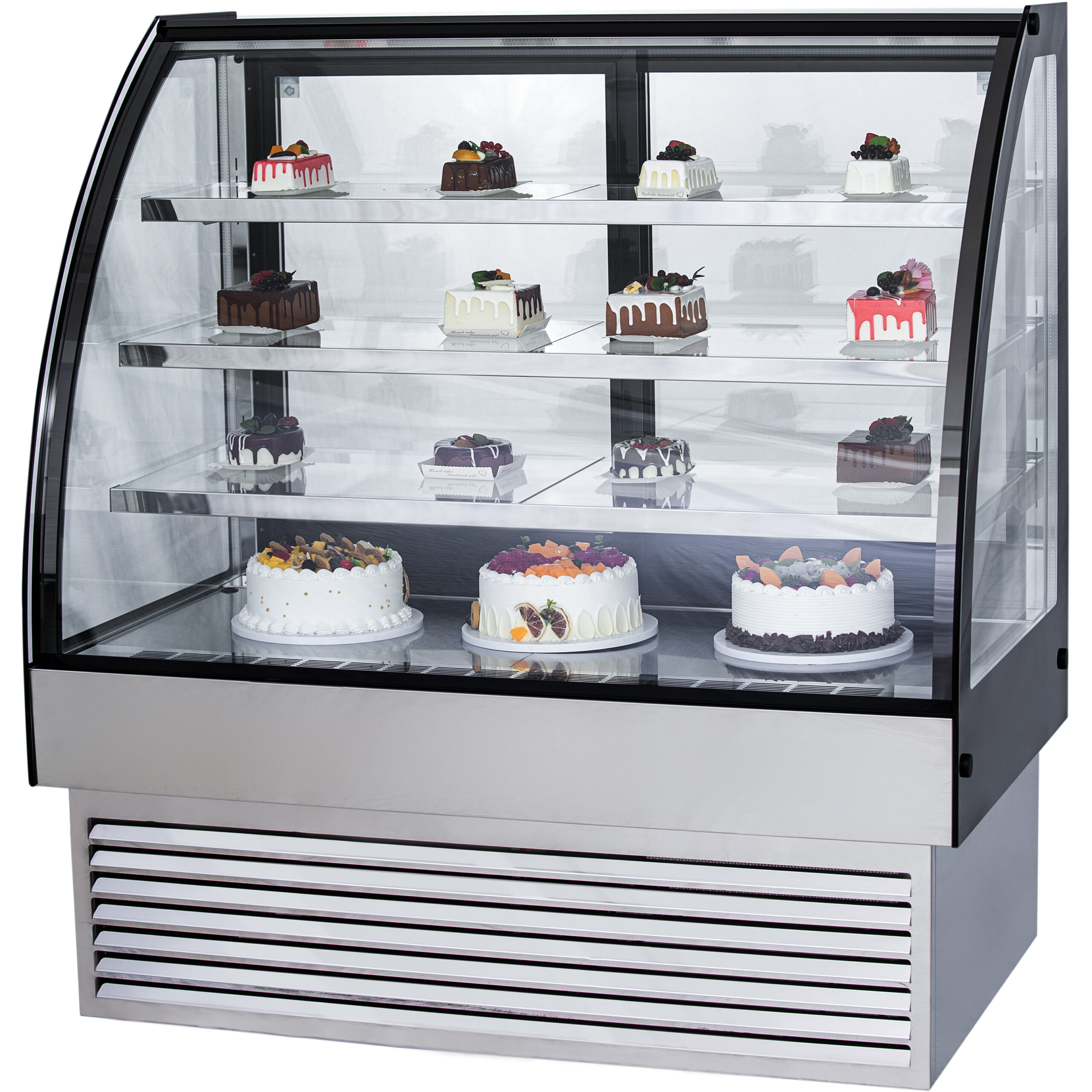 Vitriinkülmik kumer esipaneel 290 liitrit 3 riiulit Must & Roostevaba teras | Adexa HL900S3 Külmvitriin kumer esipaneel 400 liitrit 3 riiulit must ja roostevaba teras | Adexa HL1200S3 - Image 1