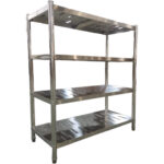 Roostevabast terasest riiul ümarate jalgadega, 4 riiulit aukudega | Adexa QHRSP1805 - Image 5