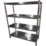 Roostevabast terasest riiul ümarate jalgadega, 4 riiulit aukudega | Adexa QHRSP1805