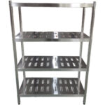 Roostevabast terasest riiul ümarate jalgadega, 4 riiulit aukudega | Adexa QHRSP1805 - Image 2