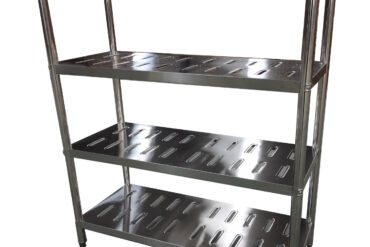 Roostevabast terasest riiul ümarate jalgadega, 4 riiulit aukudega | Adexa QHRSP1805