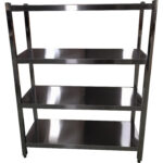 Roostevabast terasest riiulid ruudukujuliste jalgadega 4 riiulit | Adexa QHSS1805