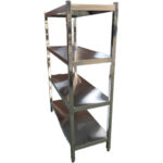 Roostevabast terasest riiulid ruudukujuliste jalgadega 4 riiulit | Adexa QHSS1805 - Image 2