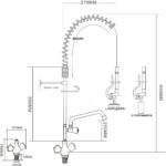 Eelloputusdush segistiga Laua peale paigaldatav Pööratav käepide Üks auk Topeltühendus Kõrgus 650mm Auk 30mm Roostevaba teras | Adexa 6802A08 - Image 2