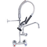 Eelloputusdush koos kraaniga Seinale kinnitatav Pöördkäepide Kaks auku Topeltühendus Kõrgus 640mm Ava 18mm Roostevaba teras | Adexa 6803A08